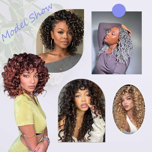 Pre-Looped Ocean Wave Crochet Braids Water Wave Hair Short Curly Synthetic 12 Inch - #1B/30/27, Pack of 8