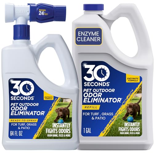 30 Seconds Outdoor Odor Eliminator for Pets 64 Oz Hose Sprayer & Refill - Grass & Turf Safe