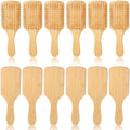 Rectangular 12-Piece Bamboo Hair Brush Set - Wooden Paddle Detanglers for Hair Growth