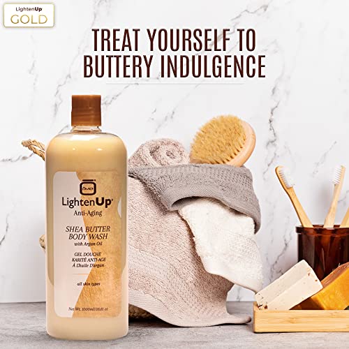 Omic LightenUp Anti-Aging Body Wash 33.8 Fl Oz - Brighten & Soften Skin with Argan Oil & Shea Butter - Pack of 1