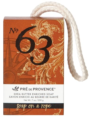 Men's No.63 Soap on a Rope - Masculine Fragrance, Moisturizing Shea Butter, French Gift
