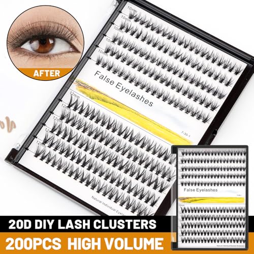 ¡æVayator 10-18mm Mixed Tray Mink Eyelash Extension Natural 3D Russian Volume Faux Eyelashes Individual 20D/30D/40D/50D To Choose 200pcs Clusters Lashes Makeup (20D-10mm+12mm Mixed)