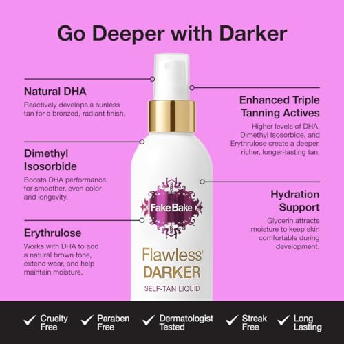 Fake Bake Flawless Darker Self-Tanning Liquid Spray, 6 oz with Body Mate Self-Tanning Applicator