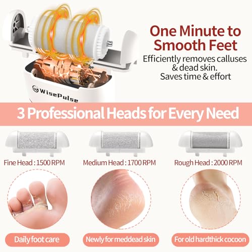 Electric Foot Callus Remover, Rechargeable Electric Callus Remover for Feet with 3 Speed, 9 in 1 Pedicure Kit with Nano-Glass, Waterproof Professional Foot File for Dead, Hard, Cracked Skin(Pink)