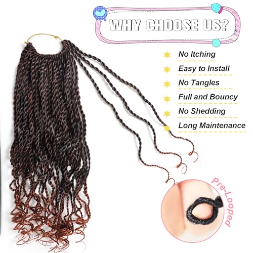 VIOLET 8 Inch Wavy Senegalese Twist Crochet Hair Ginger Pre-Looped Short Curly Ends for Black Women T350