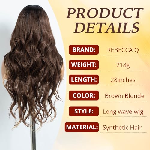 Long Wavy Lace Front Wig for Women - 30 Inch Natural Hairline Blonde Synthetic Hair
