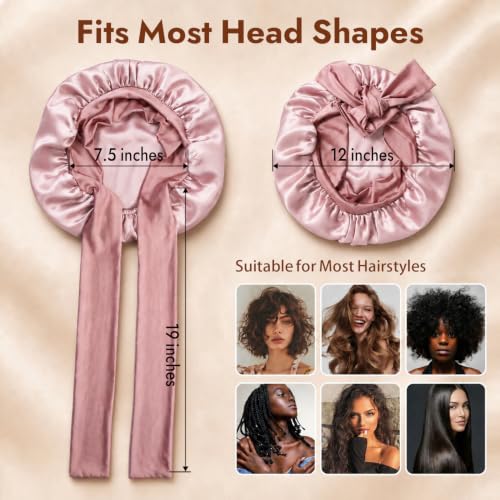 SilkSilky Pale Mauve 100% Mulberry Silk Bonnet for Sleep & Hair Care