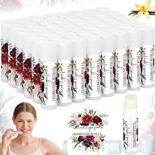 Wedding Flower Lip Balm Favors Bulk 50pcs - Bridal Shower & Wedding Gifts