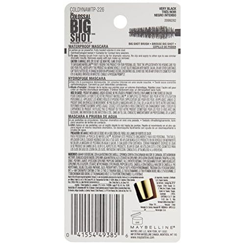 Maybelline New York Volum' Express The Colossal Big Shot Waterproof Mascara, Very Black, 0.32 fl. oz., 1 Count (Pack of 1), (I0097470)