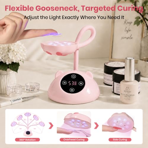 Beetles Flash Cure Nail Lamp - Pink, Cordless UV LED Nail Dryer with Gooseneck