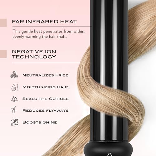 NuMe Classic Ceramic Curling Wand Black 1.25 Inch Tourmaline Hair Curler