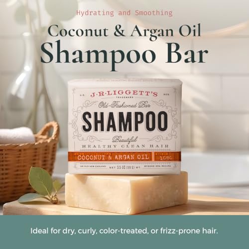 J.R.LIGGETT'S 3-Pack All-Natural Shampoo Bars with Coconut & Argan Oil – Gentle, Vegan Hair Care