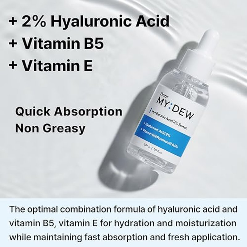 2% Hyaluronic Acid Serum with Vitamin B5, Hyalu B5 Intense Hydrating Serum for Face, Moisturizing, Anti-Aging for Fine Lines, Visibly Plumps Skin, Fast Absorbing, Korean Skincare, 1Fl Oz