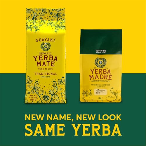 Organic Loose Leaf Yerba Mate Tea - 8 Ounce Pack of 6 by Guayaki - Caffeine & Antioxidants