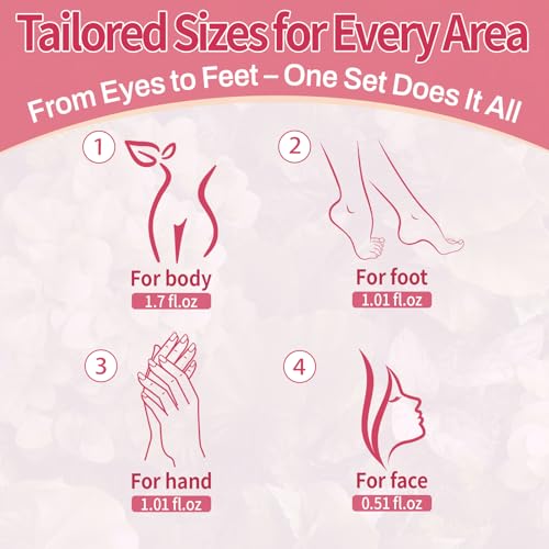 Castor Oil with Rose Quartz Roll-On 4 Pack for Face Body Hands Feet - Organic Moisturizer & Relaxation Set (1.06 Fl Oz Each)