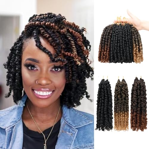 8 Inch Passion Twist Crochet Hair Pack of 9 - Mixed Color, Pre-Twisted, Soft & Bouncy for Black Women & Kids Variation of THIS listing