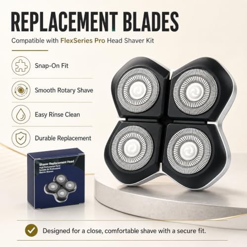 Silver 2-Pack Shaver Replacement Heads Compatible with Freebird FlexSeries Pro — Precision 4-Blade System