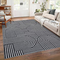 8x10 Black Washable Non-Slip Area Rug - Modern Polyester Floor Mat