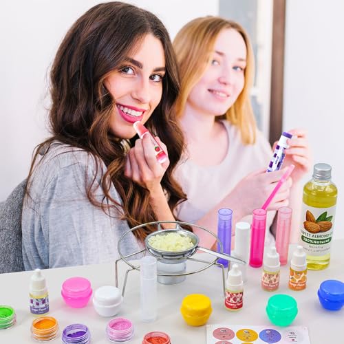 DIY Lip Balm Making Kit for Adults to Make Your Own Moisturizing Lip Balms with Natural Beeswax, Lip Base Oil, Essential Oil, Empty Lip Balm Tubes£¬Birthday Christmas Gift