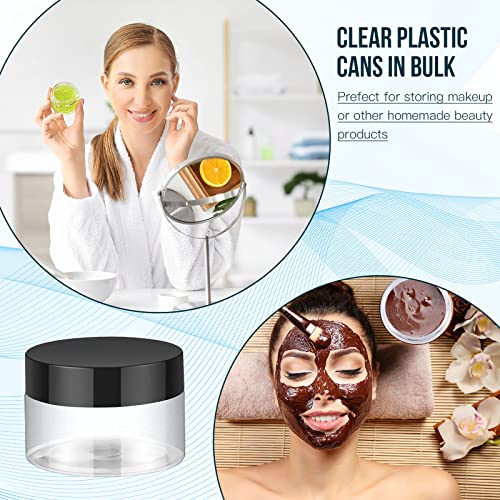 Aoriher 150 Pcs Plastic Container Jars with Lids Round Cosmetic Jars Empty Plastic Container for Lotion, Cream, Ointments, Makeup, Eye Shadow, Rhinestone, Samples, Pot, Travel Storage(1 oz,Black)