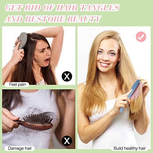 Mini Detangling Hairbrush Set - Kids Girls Travel Hairbrush with Soft Bristles, Fresh Colors