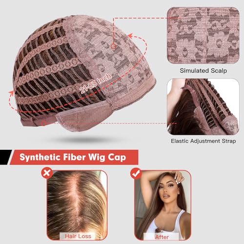 Allbell Long Straight Brown Wigs for Women 24 Inch Heat-Resistant Synthetic Hair - Dark Brown, Layered, Natural Look, Party & Halloween