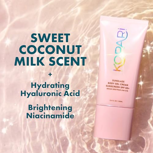 Kopari Sunglaze Body Gel Cream Sunscreen SPF 50+ - Pink - Hydrating, Non-Greasy, Glow Finish