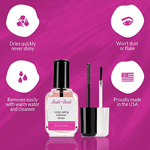 Model in a Bottle Eyebrow Sealer with Mascara & Brush Applicator ? Waterproof, Smudge-Proof, Long-Lasting Eyebrow Gel Topcoat for Flawless All-Day Hold