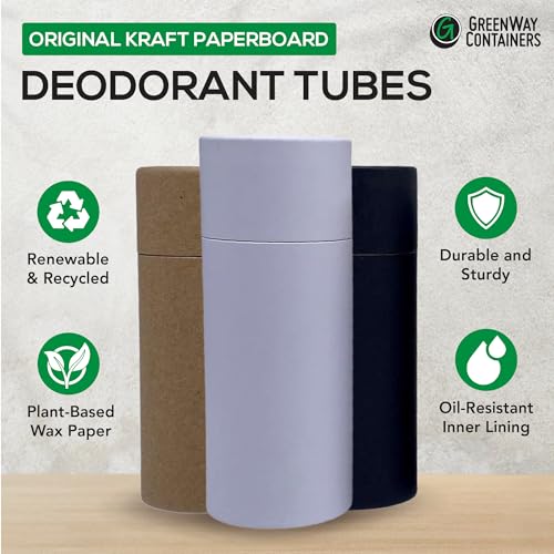GreenWay 2.5oz Kraft Paper Deodorant Tubes - Pack of 25 Brown Refillable Containers