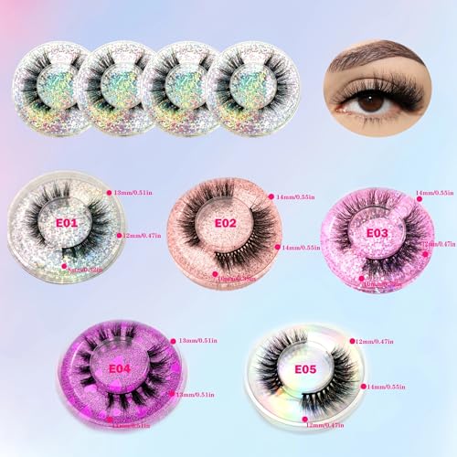 U-Hotmi 30 Pairs Wholesale 3D Faux Mink Eyelashes - 5 Styles, Reusable, Natural Look, 12-14mm