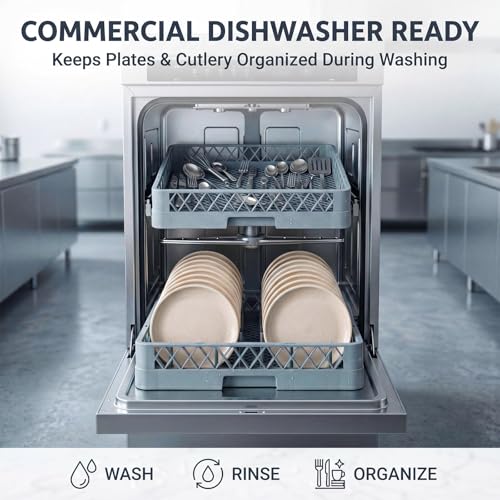 Maxdot 2 Pack Commercial Dishwasher Racks - Full Size 19.5" Plate & Flatware Set - Blue Gray Variation 2