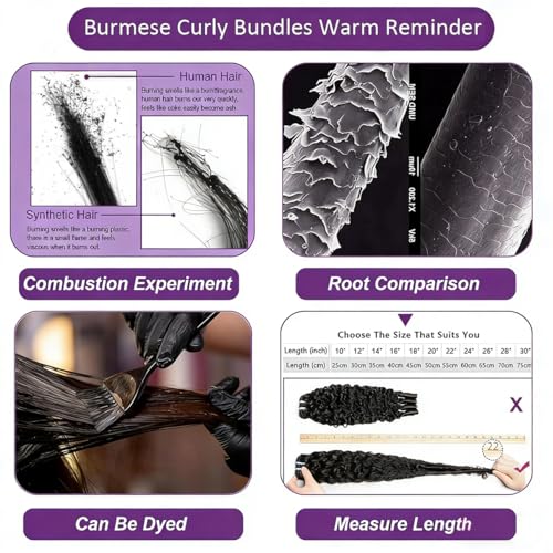 Natural Color Burmese Curly Human Hair Bundles 16 Inch Water Wave Textured Spiral Curls for Black Women