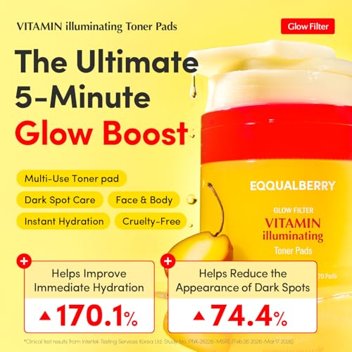 Vitamin Brightening Toner Pads with Niacinamide & Vitamin C-Peptide for Face & Body - 70 Pads