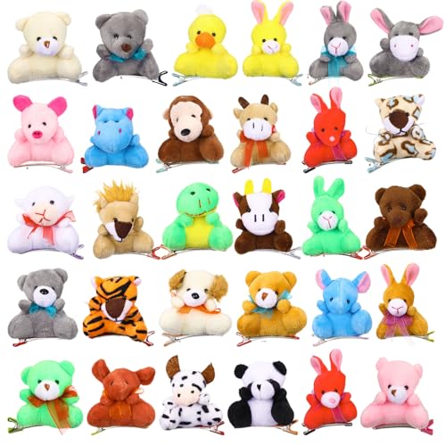 30 Pcs Plush Animal Hair Clips - Rave Trinkets for Festivals & Parties - Variation: Animal