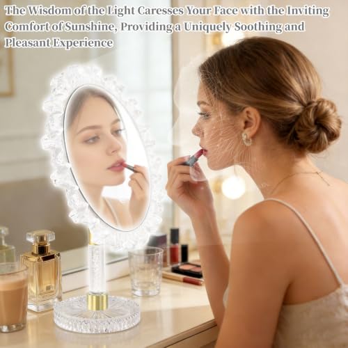 MOUIND 12-Inch Lighted LED Makeup Mirror with 3 Color Modes & Dimmable Brightness - Size 12"x12"