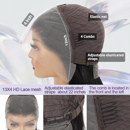 13x4 Lace Front Human Hair Wigs Bob Style 180% Density 10 Inch Black Straight Variation of THIS listing