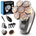 Head Shaver for Bald Men, 7D Floating Bald Head Shaver 5-in-1 Grooming Kit, Wet/Dry Electric Razor with LED Display, Turbo Speed, Magnetic Detachable Blades, IPX6 Waterproof, Type-C Rechargeable
