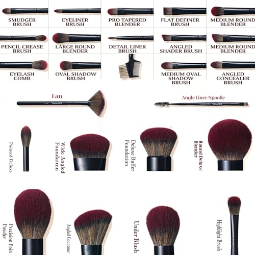 Makeup Brush Set with Holder - 29Pcs Matte Black Vegan Brushes for Face & Eyes, Professional Cosmetic Kit with Large Storage Case