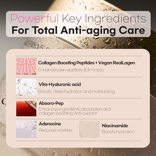 Intensive Firming Rich Cream, Anti-Aging Moisturizer with Collagen Peptides EGF Hyaluronic Acid for Wrinkle Smooths, Firming, Lifting & Deep Hydration 1.69 Oz