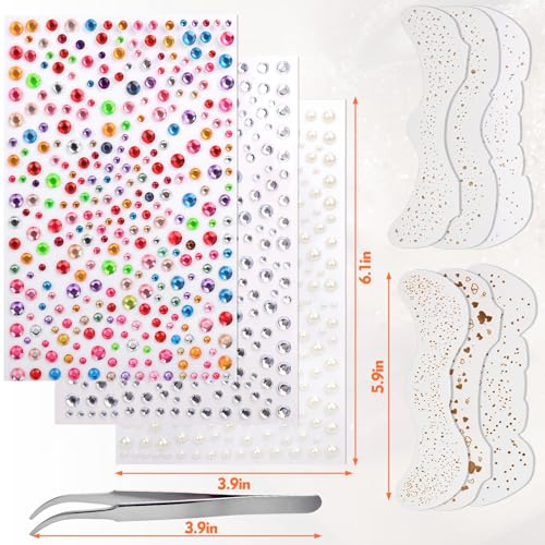 Glitter Freckles Face Tattoo,6PCS Festival Rave Accessories for Women,Gold Silver Face Waterproof Sparkles Freckles Half Magic Makeup Jewels Stickers (6PCS)