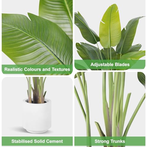 Artificial Bird of Paradise Tree 6.5Ft Tall Faux Tropical Plant with White Pot - Indoor Decor