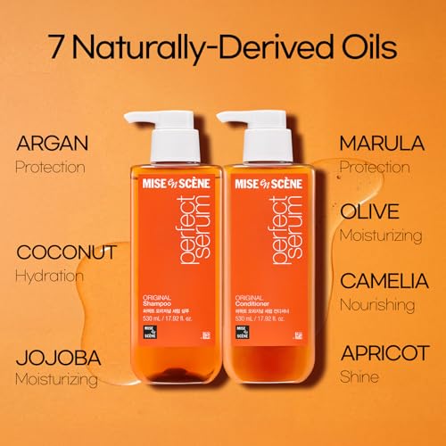 Mise En Scene Perfect Serum Original Shampoo & Conditioner Set for Curly & Damaged Hair