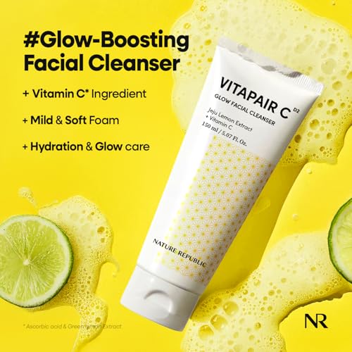 Citrus Vitamin C Glow Facial Cleanser 2 Pack - Green Lemon Extract, Gentle Foaming, 150ml