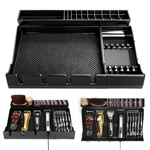 BARBERTOP 16x13x2.3 Inch Multi-Functional Barber Station Organizer with Clipper & Guard Storage