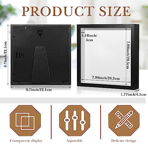 Ripeng 16 Pack 8x8 Inch Deep Shadow Box Frames - Black Wall Display Cases