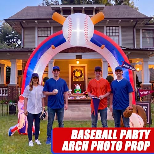 9 Ft Inflatable Baseball Arch with LED Lights for Sports Events & Parties