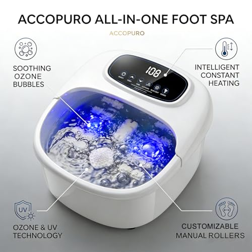 Foot Soaking Tub with Heat UV & Ozone - Milk-White Foot Spa Bath Massager
