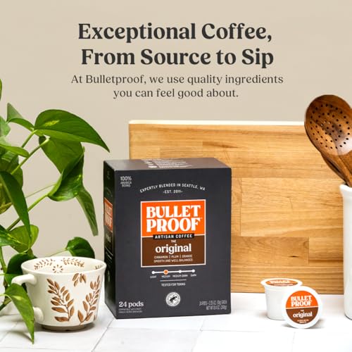 Bulletproof Original Medium Roast Coffee Pods - 24 Count Pack of 3 - Single-Serve Coffee