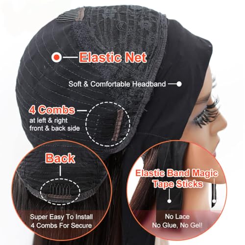 14 Inch Body Wave Human Hair Headband Wig for Black Women - Natural Black Variation