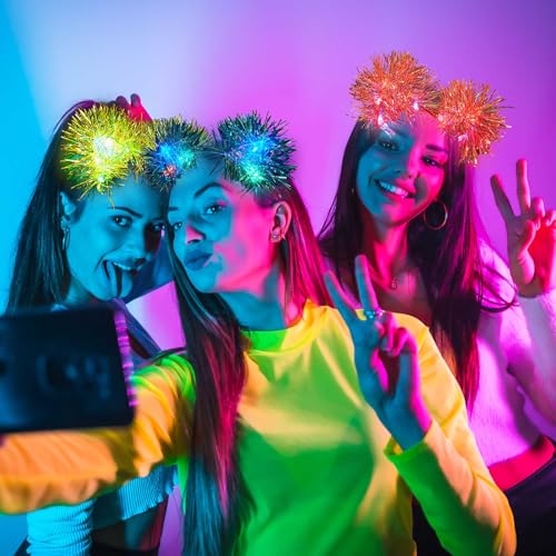 16 Pcs Light Up Cat Ears LED Headband with Color Change - Vivid Color